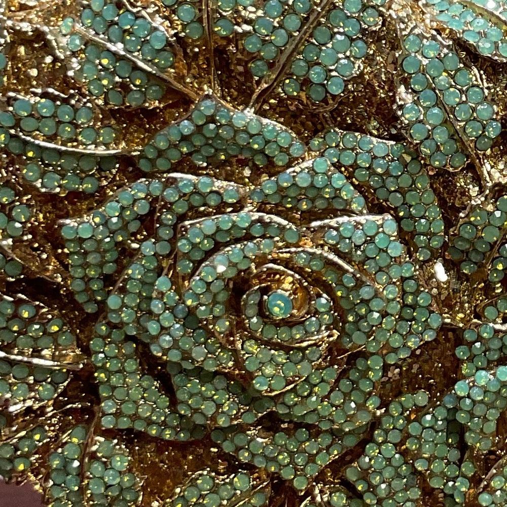 Crystal‎ Flower Aqua Marine Clutch Evening Bag - Picture 7 of 14
